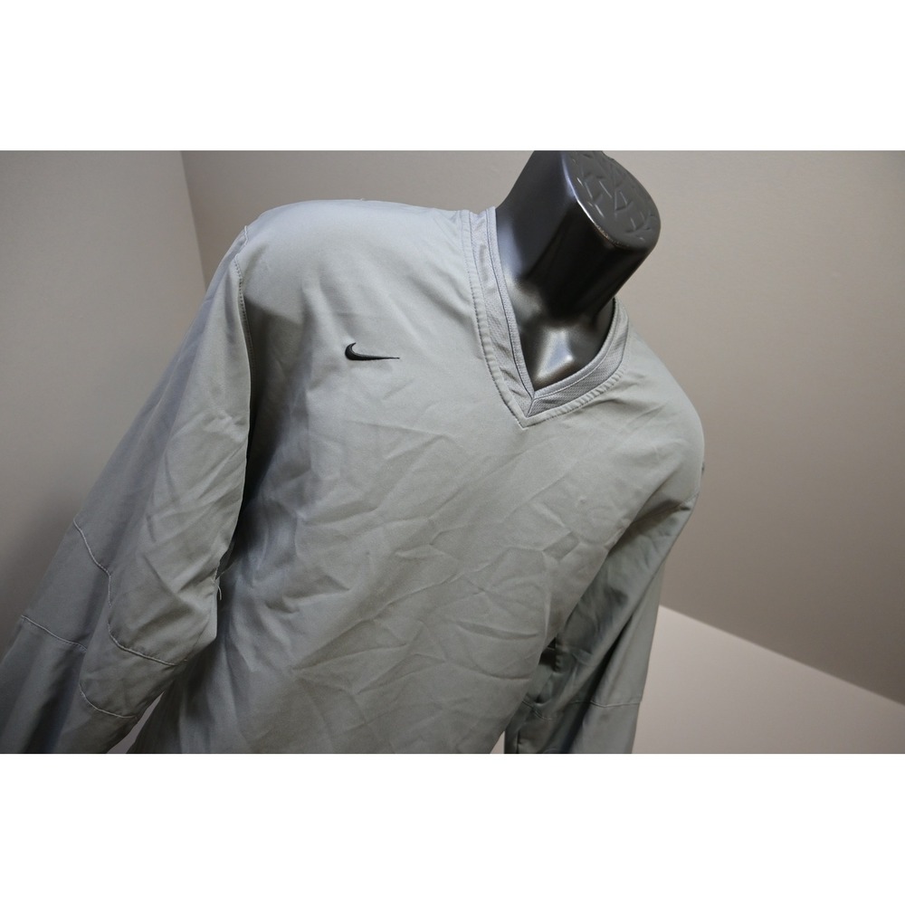 Nike Pullover Windbreaker Mens Size Large Gray V-Neck Dri-FIT Training Excellent